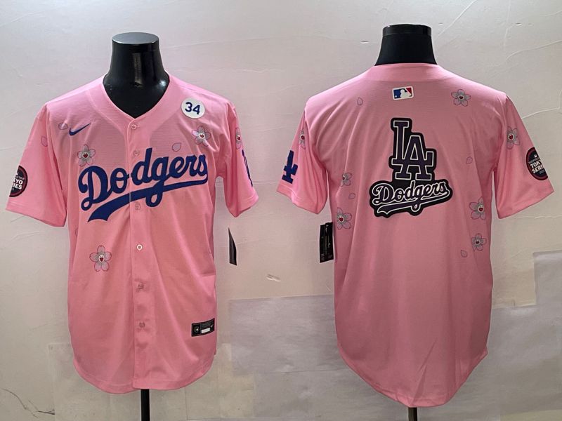 Men Los Angeles Dodgers Blank Pink Sakura Edition 2025 Nike MLB Jersey style 22->los angeles dodgers->MLB Jersey